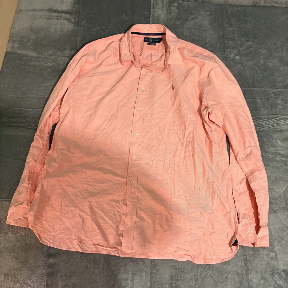Ralph Lauren Shirt Mens 2XL XXL Long Sleeve Button Down Flesh Pony Classic Fit